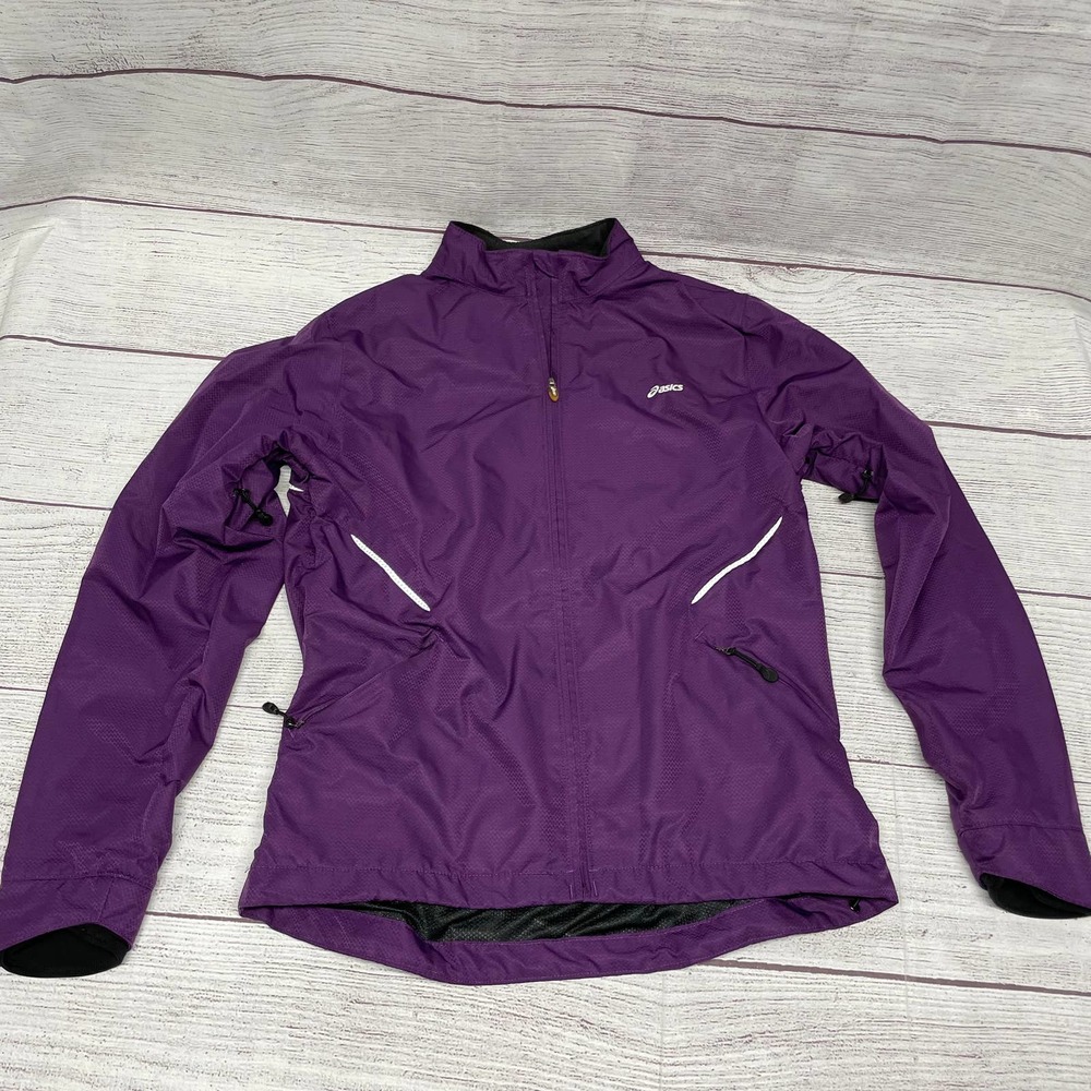ASICS women soft shell fleece lined full zip windbreaker running jacket size S